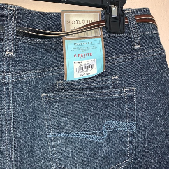 ✅ Sonoma Modern Fit Denim Skirt with Belt 6 Petite - Picture 5 of 7